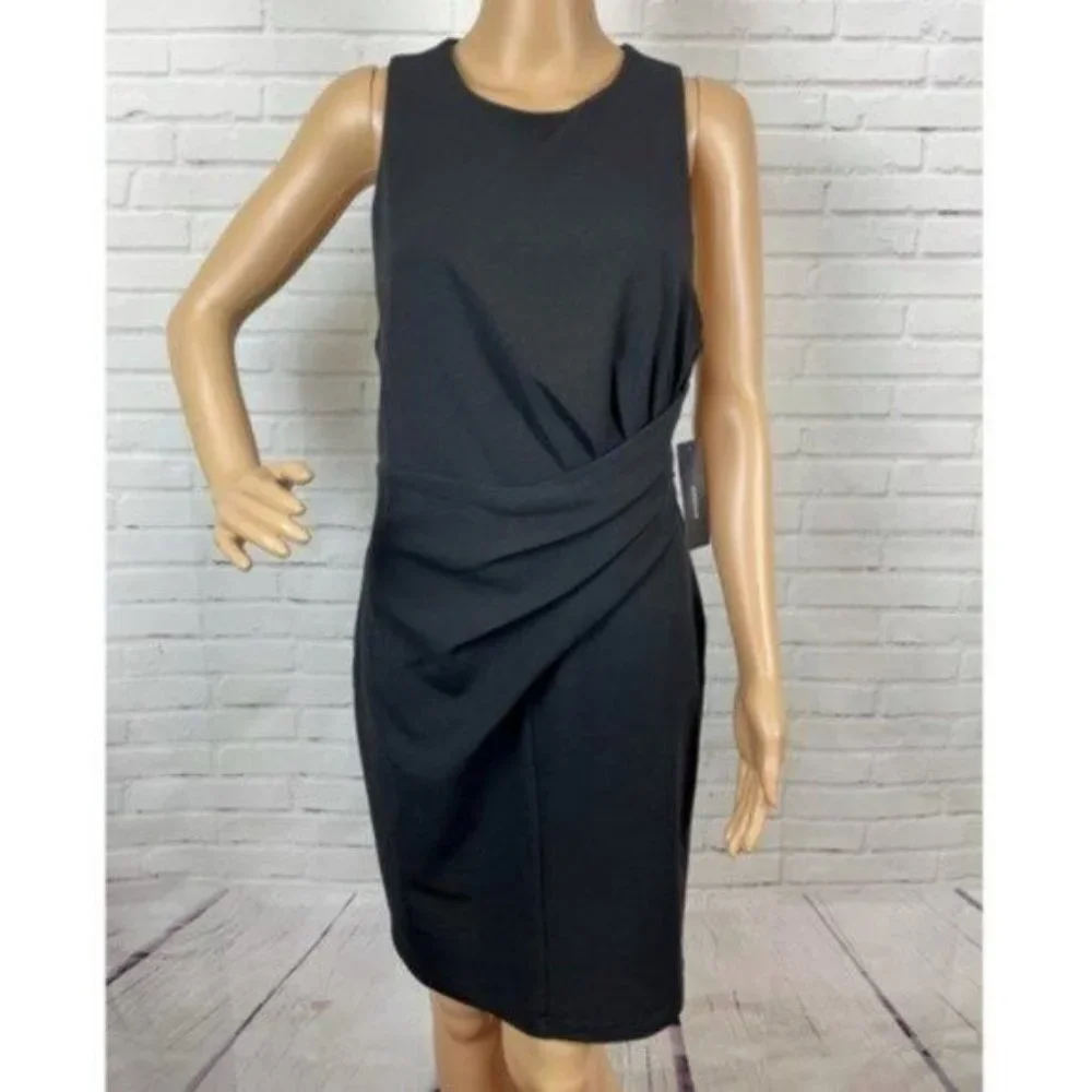 Lulus Dress Black Racerback Pleated Sleeveless Cocktail NWT - Picture 2 of 12